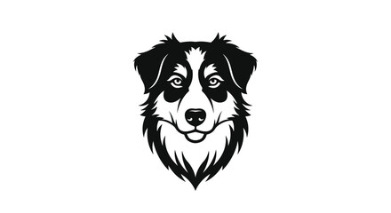 Black and white Australian Shepherd dog head logo silhouette