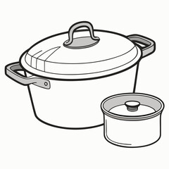 Two cooking pots with lids a large stock pot and a smaller pot isolated on a white background