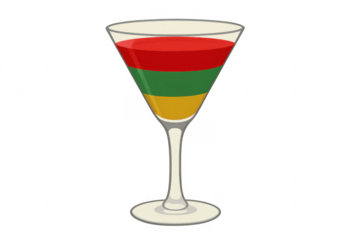 Layered cocktail drink in martini glass vector illustration