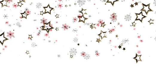 Festive abstract design of falling golden stars and snowflakes. Perfect for Christmas or holiday backgrounds, celebrations, and greeting cards.