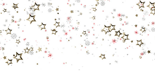 Festive background of floating stars and snowflakes, ideal for holiday designs and seasonal promotions. Perfect for Christmas and New Year greet