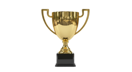 Golden trophy cup achievement success victory award sport celebration competition winning first place black background