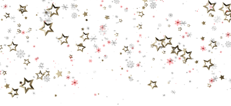 Festive background of floating stars and snowflakes, ideal for holiday designs and seasonal promotions. Perfect for Christmas and New Year greet
