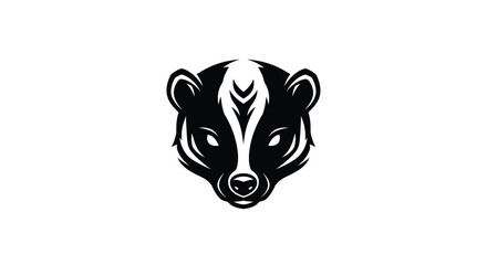 Black and white badger head logo on white background