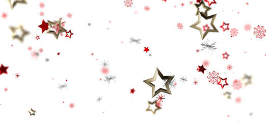 Festive background with red and gold stars, perfect for holidays and celebrations.