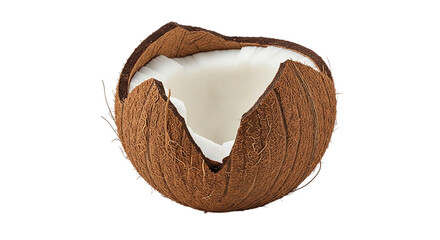 Exotic fruit delight Cracked Coconut Half on Black Background tropical vacation refreshment healthy food Caribbean vibes