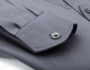 Gray dress shirt cuff with button
