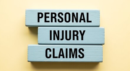 Wooden blocks display personal injury claims concept on yellow background