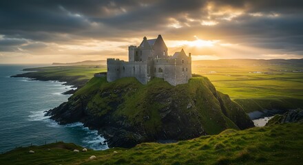 Fototapeta premium Coastal castle at sunset