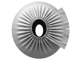 Round protective fabric bellows cover for industrial machinery on a transparent background