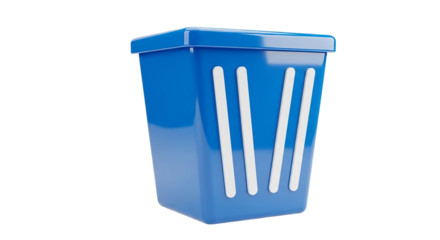 Clean Blue Trash Can on Black Background Recycle Dispose Waste Management 3D Rendering Bin Icon Cleanliness Minimalist