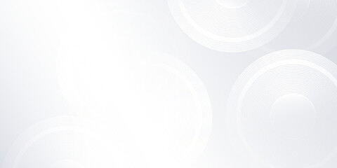 Abstract white background with white circle lines digital future art simple modern design