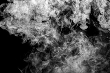 white smoke isolated on black background, abstract powder, water spray, Add smoke effect