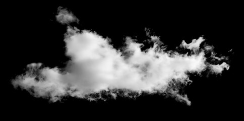 White cloud isolated on black background, Fluffy texture , Abstract smoke