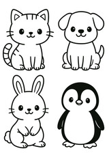 Fototapeta premium Cute Cartoon Animal Set Illustration