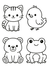 Obraz premium Cute cartoon animal vector set of baby heads and funny safari characters icons