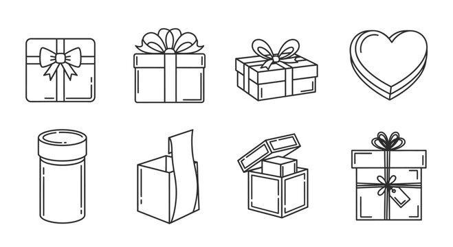 Collection of hand drawn gift boxes and presents for celebrations and holidays vector