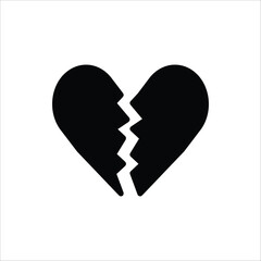 Broken heart icon. In love with crack Symbol. Vector illustration for web design. Isolated on white background.