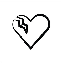 Broken heart icon. In love with crack Symbol. Vector illustration for web design. Isolated on white background.
