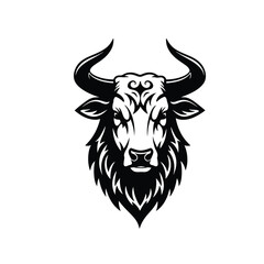 Black and white bull head tribal tattoo design Keywords: bull, ox, cattle, animal, livestock