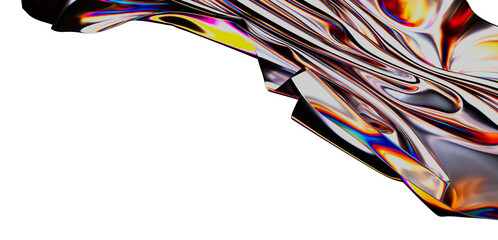 Iridescent liquid metal, abstract flow, dynamic design, vibrant colors, metallic texture, modern art, background, wallpaper, graphic desig