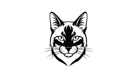 Black and white cat face logo with whiskers on white