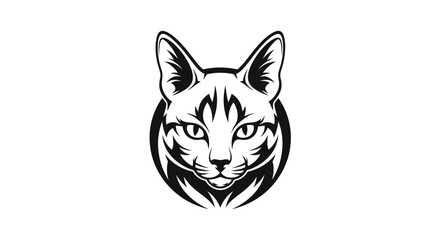 Fototapeta premium Black and white cat head tribal tattoo design Keywords: cat, feline, head, animal, pet, domestic