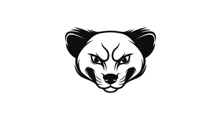 Black and white cheetah head logo on white background