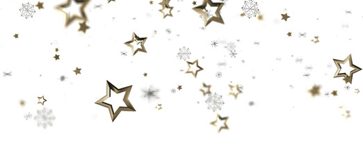 Festive winter background with gold stars and snowflakes. Perfect for holidays, celebration, and winter themes.