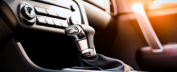 Blue Family business spotrs hatchback Car on sunset. Business success concept