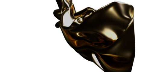 A captivating abstract image features flowing golden fabric. The smooth, reflective surface creates a sense of luxury and movement against a cle