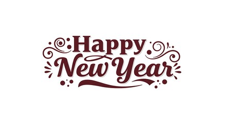 Retro-inspired Happy New Year illustration for a decal or card, using a mix of bold script and classic serif fonts.