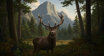 Deer in forest landscape