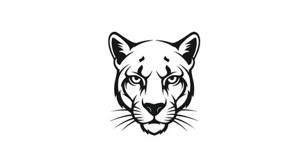 Black and white cougar head tribal art illustration