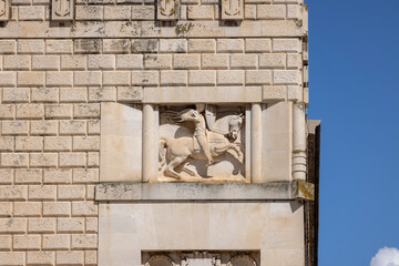 Relief on facade of Zadar City Hall in 1934, located on People’s Square (Narodni trg), Zadar, Croatia