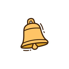 Isolated Golden Bell Icon with Ringing Motion Lines Against a Transparent Background