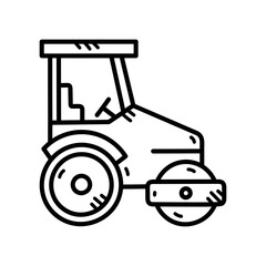 Road Roller Machine Doodle Style Illustration on Transparent Background Construction Equipment Vehicle Transportation Icon Graphics