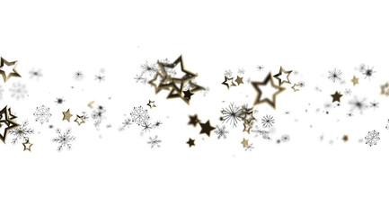 Festive winter background with gold stars and snowflakes. Perfect for holidays, celebration, and winter themes.
