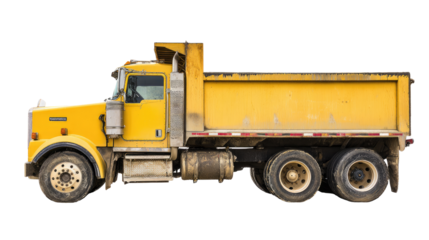 Yellow dump truck, side view (1)