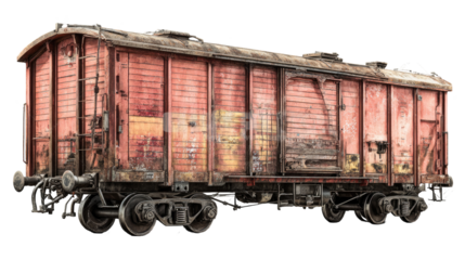 Rusty red freight car, side view (1)