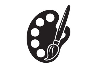 Brush and palette icon, Brush and palette solid vector