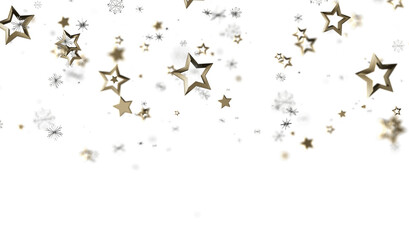 Festive background with golden stars, snowflakes, and shimmering particles. Perfect for holidays, celebrations, and winter themes.
