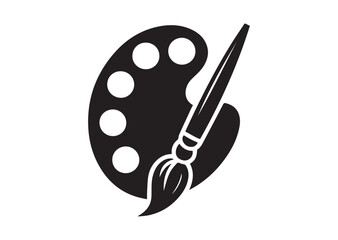 Brush and palette icon, Brush and palette solid vector