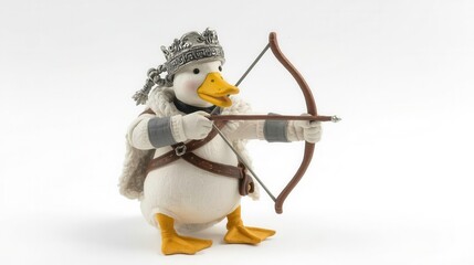 Action-packed duck archer fantasy forest toy figurine whimsical environment playful viewpoint creative concept