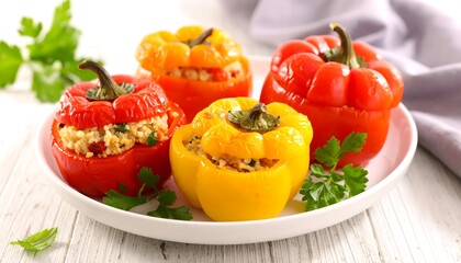 Colorful Stuffed Bell Peppers Ready to Eat.
