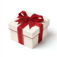 Fototapeta premium Gift box with red ribbon white celebration decorative.
