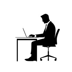 Office Worker at Desk Vector