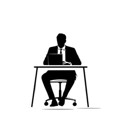 Employee Working at Desk Icon