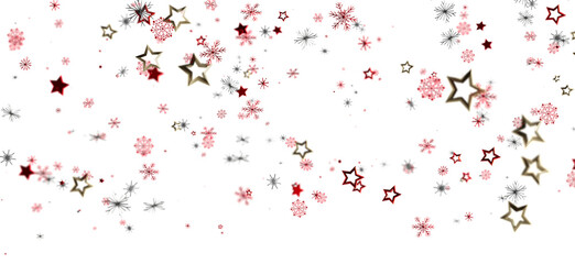 Festive winter background with red and gold stars and snowflakes. Perfect for Christmas, New Year, and winter holidays.