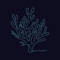 Obraz premium Minimalist Neon Line Art of Coral Reef Structure on Dark